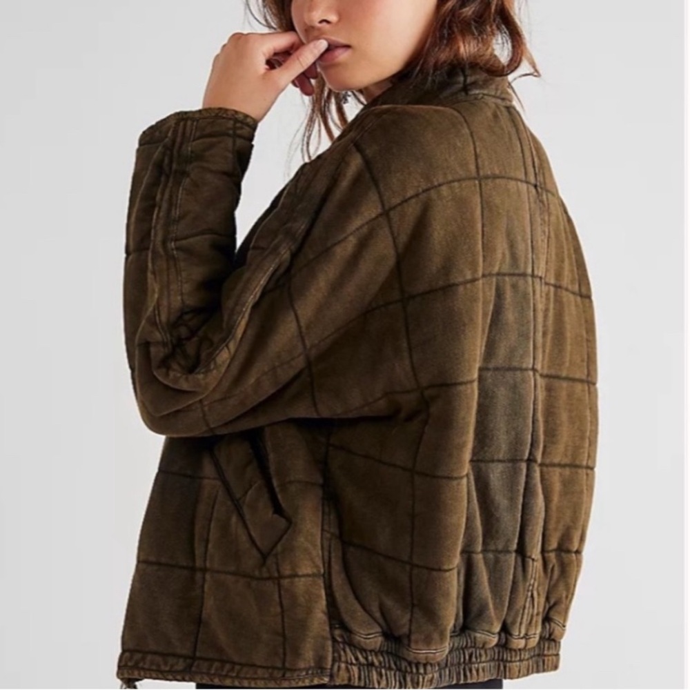 NWT Free People Dolman Quilted Jacket Dusty Military Sz L Boho Cottagecore Retro - Picture 4 of 10